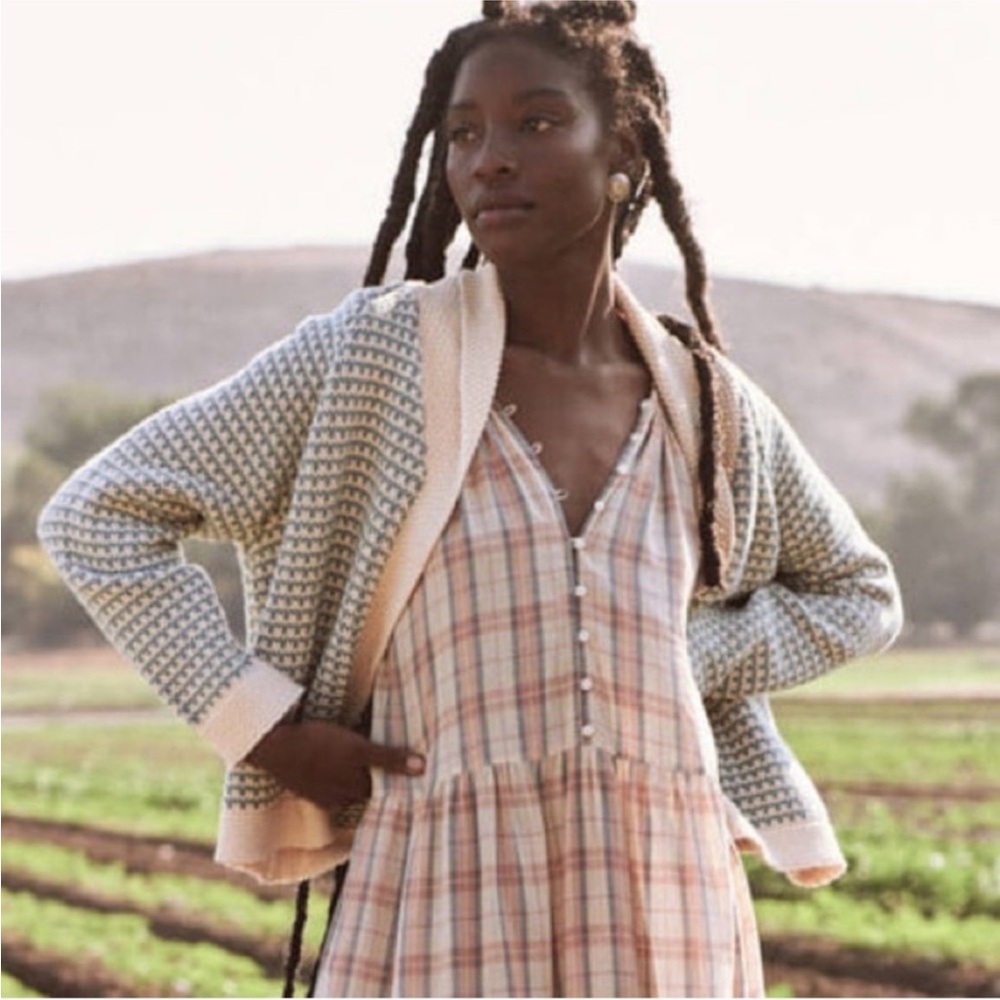 The Great Cream and Green Knit Cardigan - Picture 2 of 3